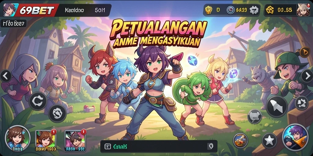 Screenshot utama 69BET menampilkan aksi pertarungan karakter Anime.