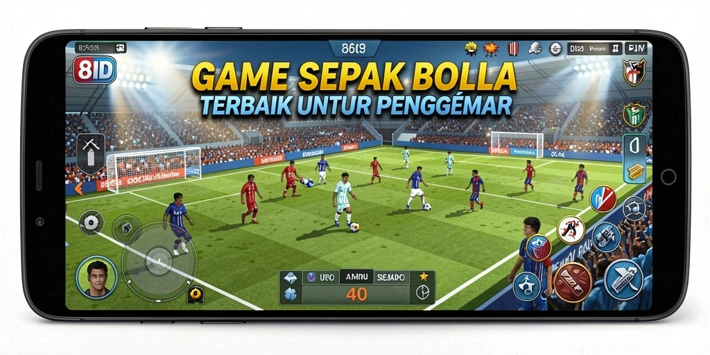 Tangkapan layar gameplay 8ID dengan aksi sepak bola yang mendebarkan.