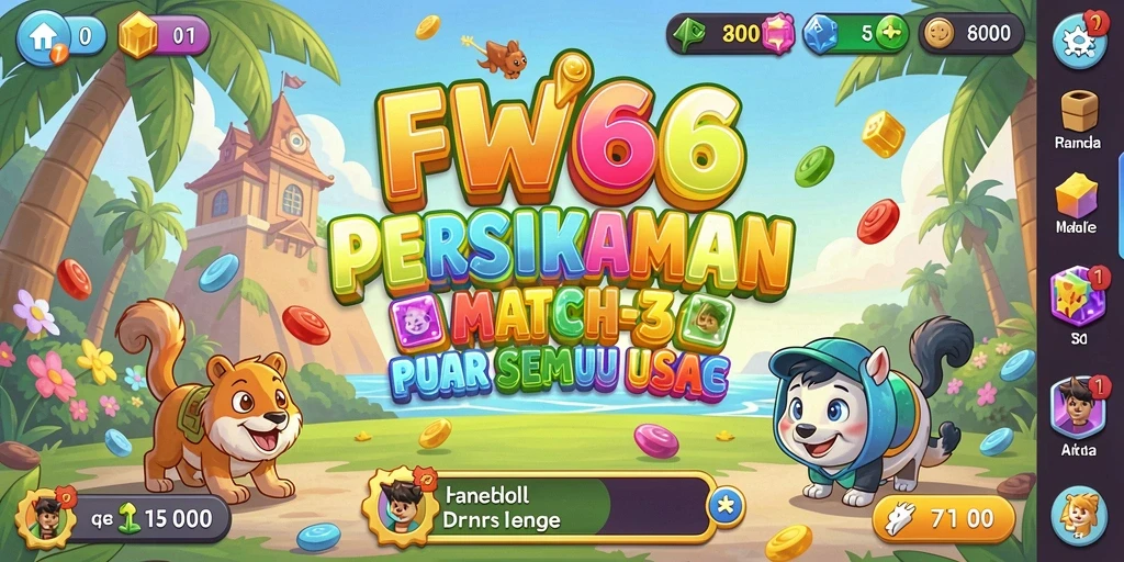 Tampilan gameplay seru FW66 match-3 yang penuh warna dan tantangan.