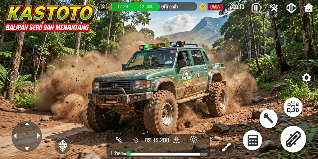 Gameplay menegangkan dengan kecepatan tinggi di jalur balapan KASTOTO.