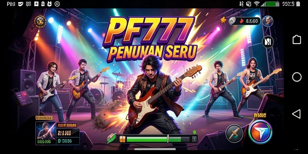 Screenshot gameplay PF777 menampilkan aksi seru dengan lagu-lagu musik.