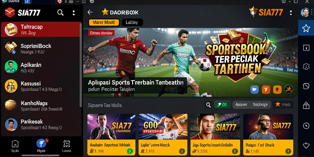 Tampilan gameplay Sportsbook SIA777 dengan berbagai pilihan taruhan.