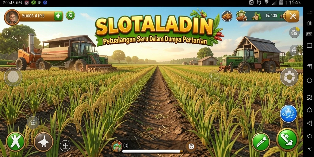 Screenshot utama SLOTALADIN menampilkan grafik pertanian yang indah dan gameplay yang seru.