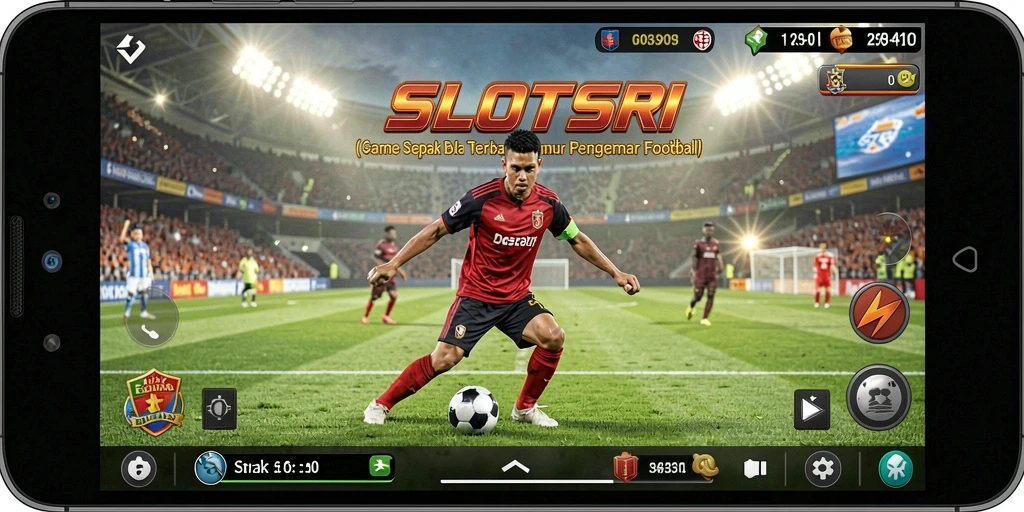 Tampilan gameplay menarik dari SLOTSRI yang menggambarkan pertempuran sepak bola.