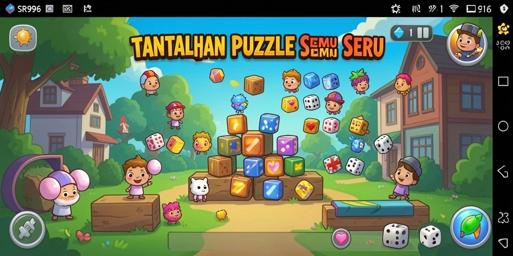 Tampilan gameplay SR996 yang menampilkan kegembiraan dalam memecahkan teka-teki.