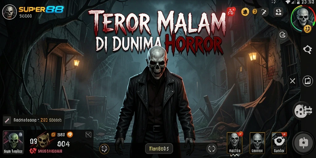 Screenshot menunjukkan suasana mencekam dalam gameplay SUPER88.